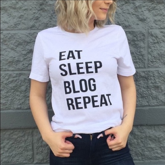Bella Canvas Eat Sleep Blog Repeat White Tee